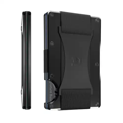 RIDGE wallets for men - Aluminum Card & Cash Strap Wallet (Black)