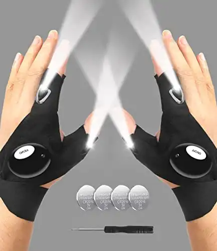 MOIPEJO LED Flashlight Gloves, Hands-Free Lights