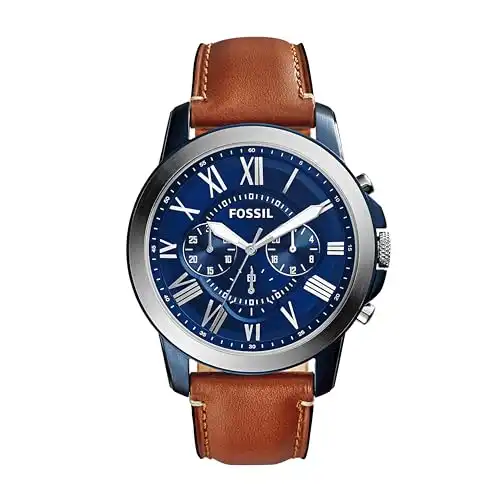 Fossil Grant Men's Watch with Chronograph Display and Genuine Leather