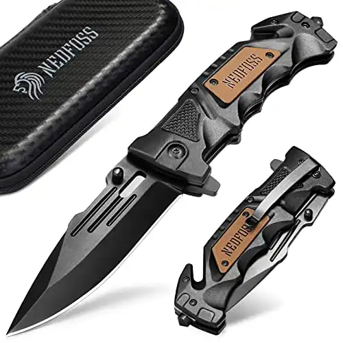 NedFoss Pocket Folding Knife DA75, 3 in 1 Pocket Knife