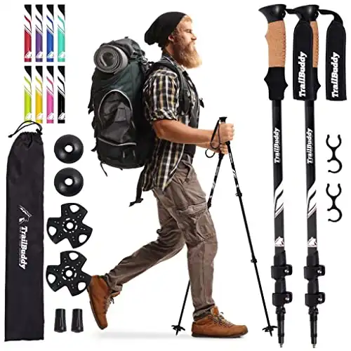 TrailBuddy Trekking Poles - Lightweight, Collapsible Hiking Poles