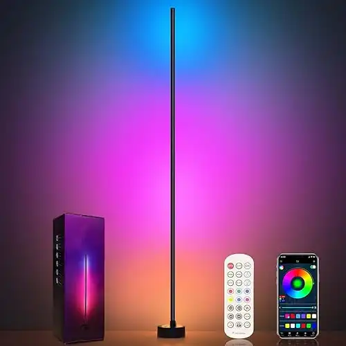 Smart RGB LED Corner Floor Lamp with App and Remote Control